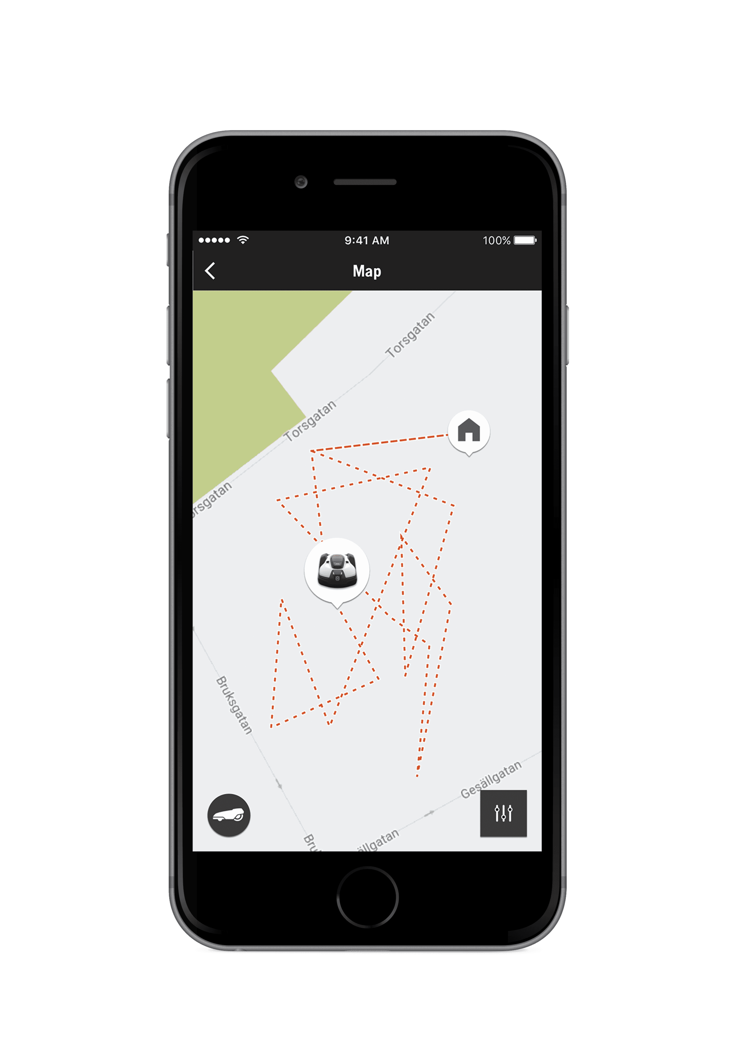 Equipped with GPS tracking to keep track of the mower's current position and minimise the risk of theft. Notifications will be sent to your device via the Automower Connect® app, letting you know where your mower is at all times. image